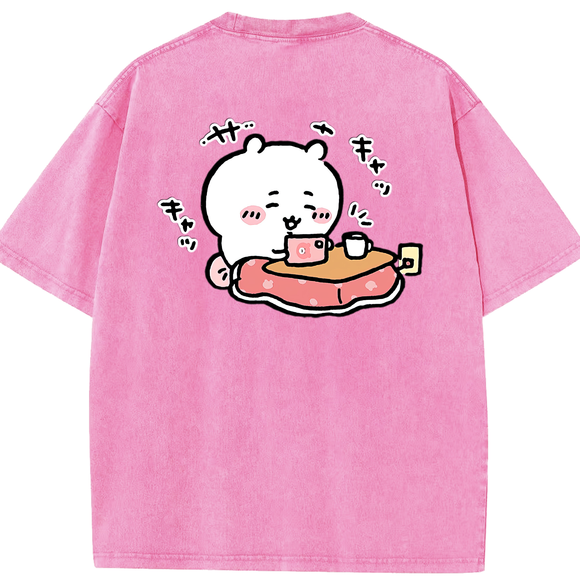 （画像用） ちいかわ ちいかわ Chii-kawa chiikawa 綿100% ヴィンテージ風 半袖Tシャツ（背面プリント）